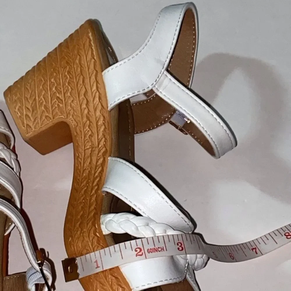 Elegant White Braided Strap Sandals Size 38